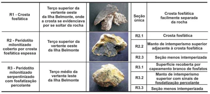 Tabela 1 - Descrição das amostras coletadas no Arquipélago de São Pedro e São Paulo.