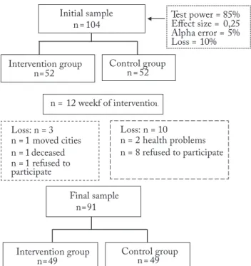 Figure 1 – Chart of participant selection for the intervention study  with the Guide for home-based physical exercise