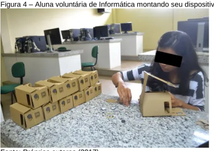 Figura 4 – Aluna voluntária de Informática montando seu dispositivo 