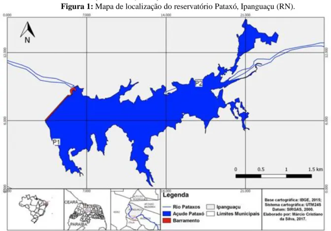 Figura 1: Mapa de localização do reservatório Pataxó, Ipanguaçu (RN). 