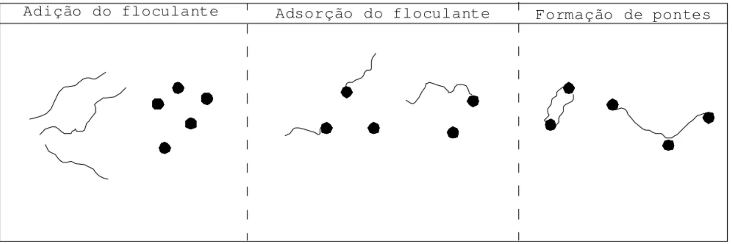 Figura 3 - Etapas envolvidas na formação do coágulo (mecanismo com neutralização de carga).