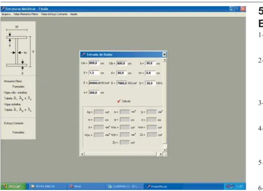 Figura 4 - Página inicial do software de monitoramento do dimensionamento de barras comprimidas.