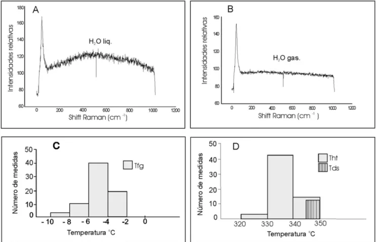 Figura 3 - Espectros de Raman para a fase aquosa (A) e gasosa (B) do sistema H 2 O-NaCl-(KCL)