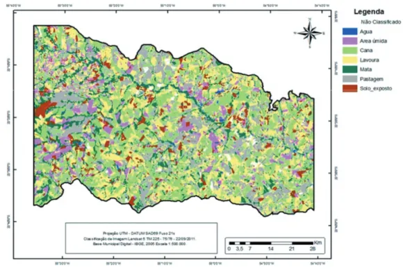 Figura 3. Mapa de uso atual das terras na porção da microbacia do rio Dourados estudada.