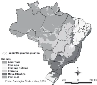 Figura 4: Distribuição de Alouatta guariba guariba