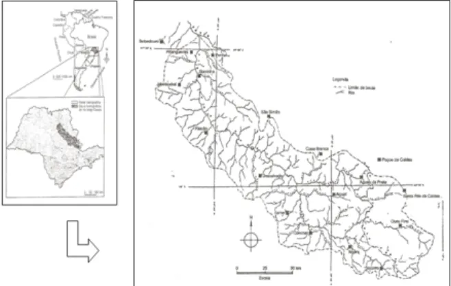 Figura 1 – Localização da bacia hidrográfica do  rio Mogi-Guaçu.