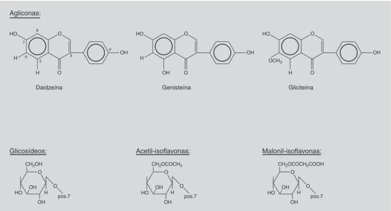 FIGURA 1 - Estrutura química das isoflavonas da soja.