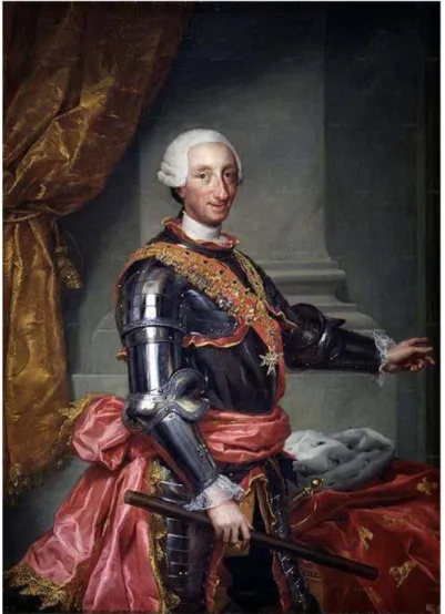 Fig. 3: A.R. Mengs: Ritratto del Re di Spagna e delle Indie Carlo III di Borbone (1761)