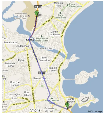 Figura 1 – Percurso do dia 03/06/2011  Fonte: Google Maps 