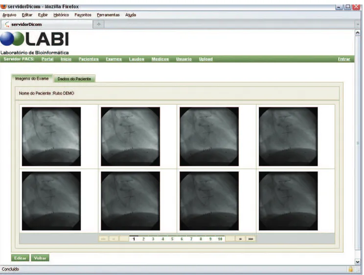 Figura 3 – Tela de visualização de exames de pacientes em miniatura.