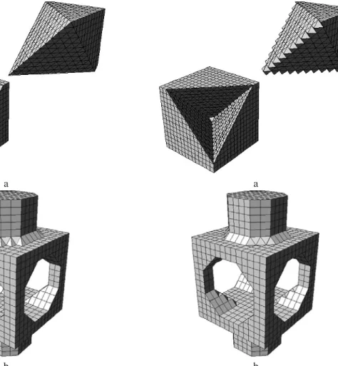 Figure 14: Triangulation with the Kenmochi method of a cube with cut-out part (a) and a Hoppe object (b)