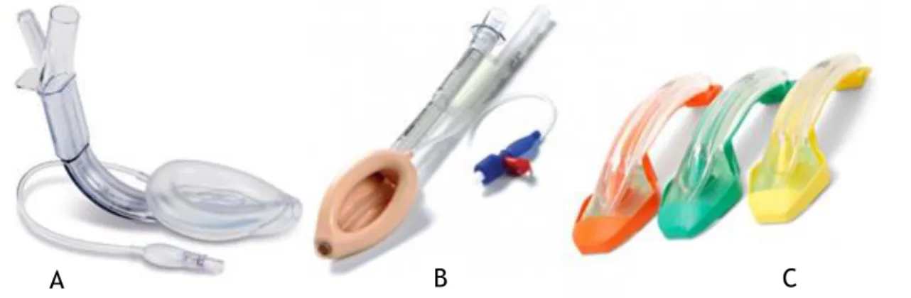 Figura 2. A-LMA Supreme(19); B-LMA ProSeal(20); C-I-Gel(21)