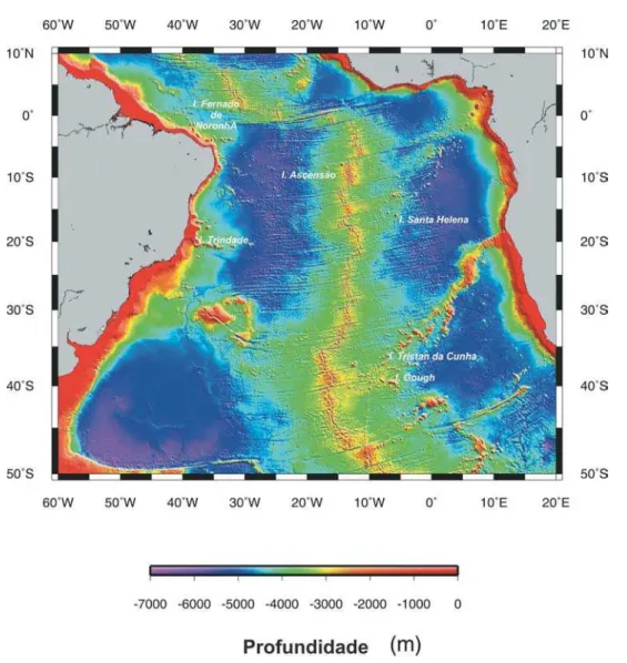 Figura 3 – Mapa da Anomalia Bouguer Residual do Manto no Atlˆantico Sul.