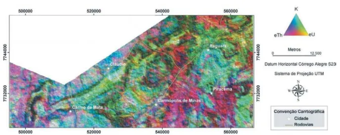 Figura 6 – Sobreposic¸˜ao entre a composic¸˜ao CMY e a banda 8 do Sensor Landsat ETM+