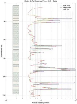 Figura 7 –  Inversão do perfil de indução para a profundidade de 0-100m (Seção D).