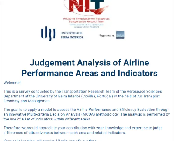 Figure 3. 1 – Survey: Judgement Analysis of Airline Performance Areas and Indicators [28]  