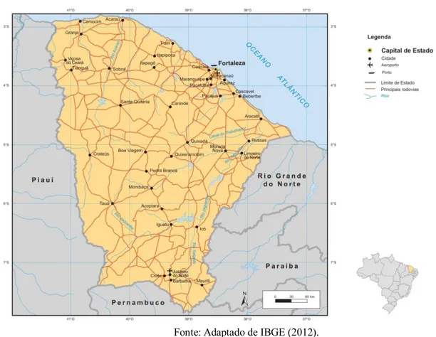 Figura 1 – Localização da cidade de Fortaleza no Brasil 