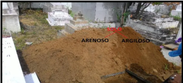 Figura 8. Solo do cemitério estudado com sua litologia arenosa e argilosa. 
