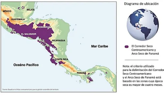 Figura 7. Localização geográfica do Corredor Seco – América Central. 