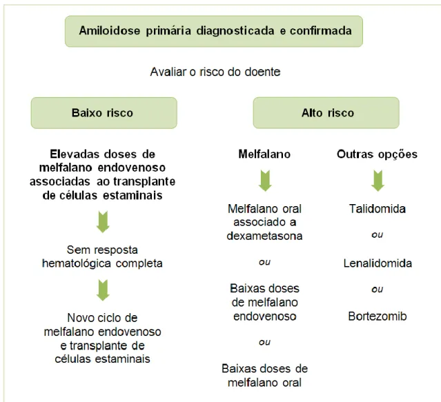 Figura 14: Algoritmo de tratamento para a amiloidose primária (adaptado de  Sanchorawala, 2006)