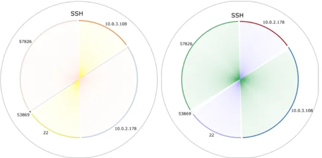 Figure 5.1: Circos representation obtained for destination port information from SSH traf c.