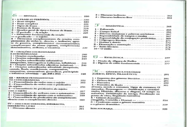 Figura 6: Índice da Gramática da Texto Editora