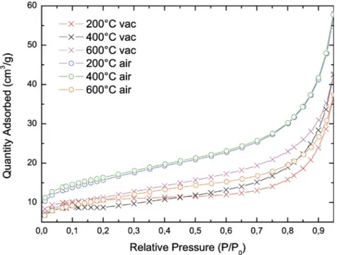 Fig. 5. Adsorption branches of N2-adsorption measurements at 77 K.