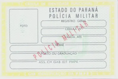 FIGURA 1 – Cédula Atual de Identidade Funcional. 