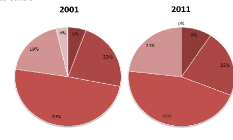 Gráfico 13 - Evolução das tipologias de fogos construídas na Zona   Fonte: INE, 2013 