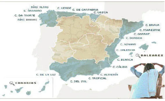 Figura 3.1 – Destinos turísticos de Espanha.   