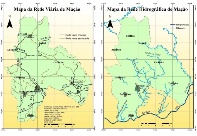 Figura 3.5 Mapa das linhas de água  principais e secundárias do concelho de 