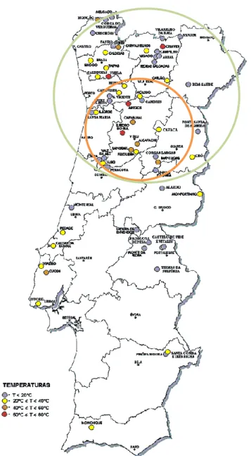 Figura 2 – Mapa de Centros Termais em Portugal Continental  Fonte: ATP (2012) 