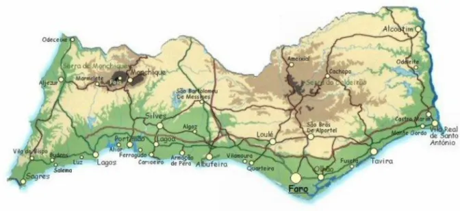 Figura 1.3: Mapa geográfico do Algarve (Blog UAlg) 