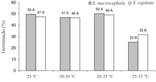 FIGURA 4. Porcentagem de germinação de sementes de estilosantes (Stylosanthes macrocephala e S