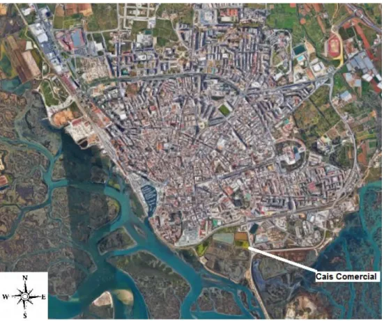 Figura 22 – Cais comercial da cidade de Faro, adaptado de (Google 2017) 