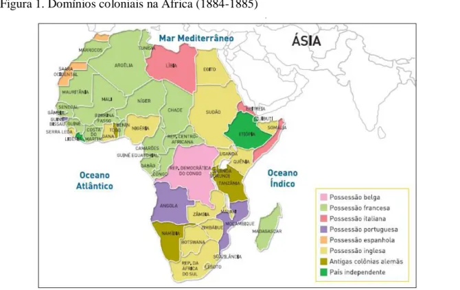 Figura 1. Domínios coloniais na África (1884-1885) 