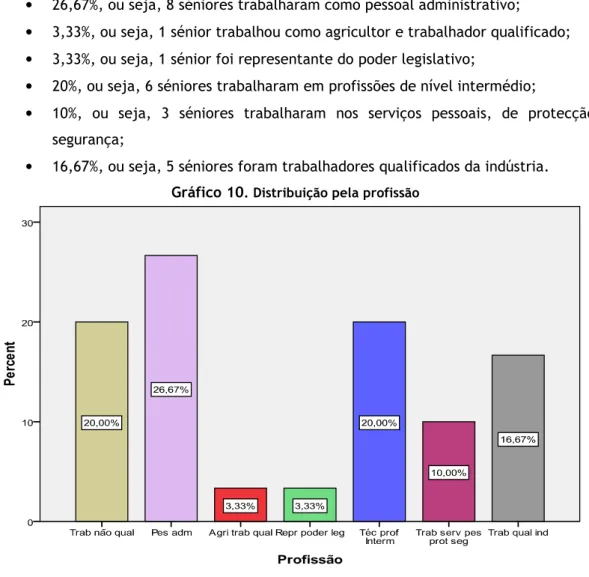 Gráfico 10 . Distribuição pela profissão