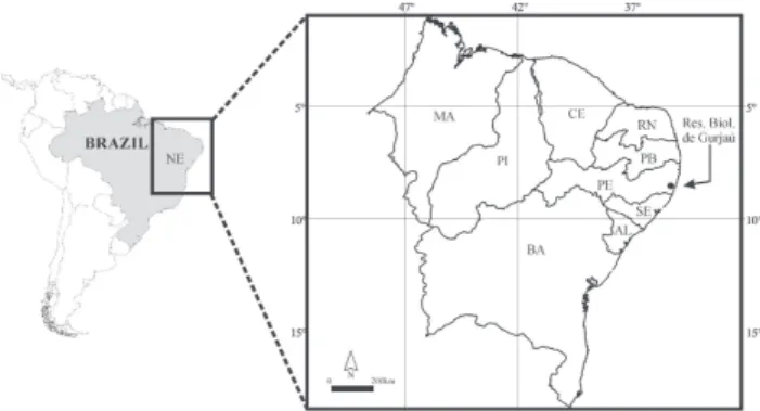 Figura 1. Mapa de Localização da Reserva Ecológica de Gurjaú, Pernambuco.