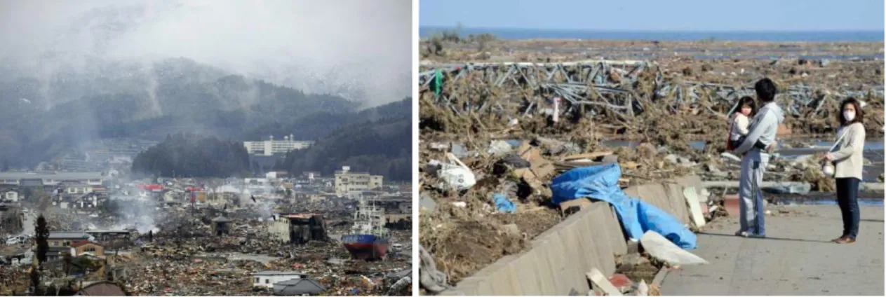 Fig. 7 – Imagens do terramoto ocorrido no Japão, Fukushima, a 11 de Março de 2011.  