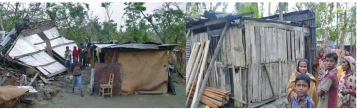 Fig. 25 – Abrigos construídos pelas vítimas do ciclone ”Sidr” que atingiu a costa sudoeste do  Bangladesh em 2007 