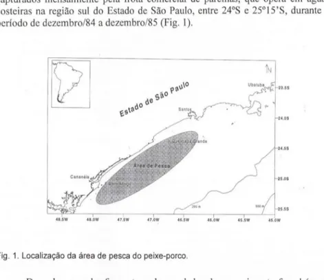 Fig . 1. Localização da área de pesca do peixe-porco. 
