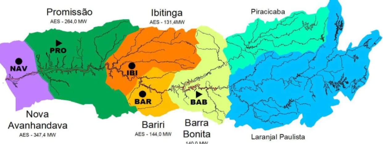 Figura 1 – Divisão das bacias hidrográficas (Bacia do Rio Tietê) 