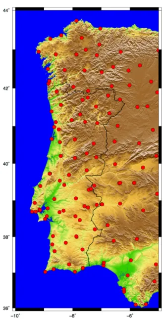 Figure 5.1: Map with the Sites used in the NUVEM project.