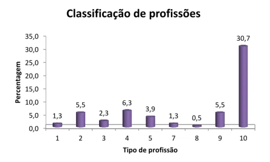 Figura 7 – Distribuição dos indivíduos de acordo com o grupo da sua profissão 