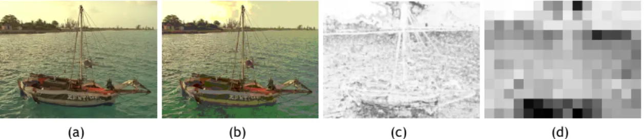 Figure 5.3: Example of Reference Image, Distorted Image, SSIM of entire image, and the mean SSIM outcome for the cell division (DCell = 32).