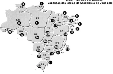 Figura 1- Expansão do grupo pentecostal Assembléia de Deus 