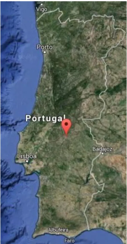 Figura 5 - Localização geográfica da cidade de Ponte de Sor em Portugal 