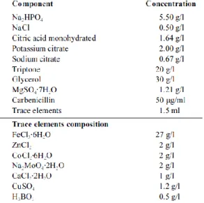 Table 3 – Semidefined medium composition (adapted from [40]). 