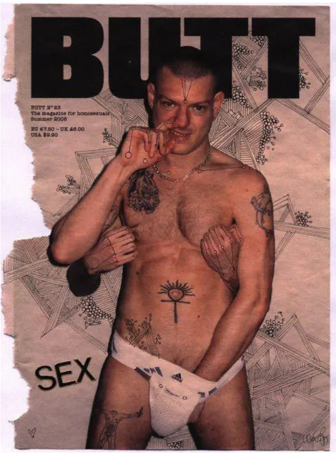 Figura  7  Labruce  fotografa  o  artista  multimídia  russo  e  colaborador  frequente  Slava  Mogutin  para a capa da revista voltada ao público gay BUTT