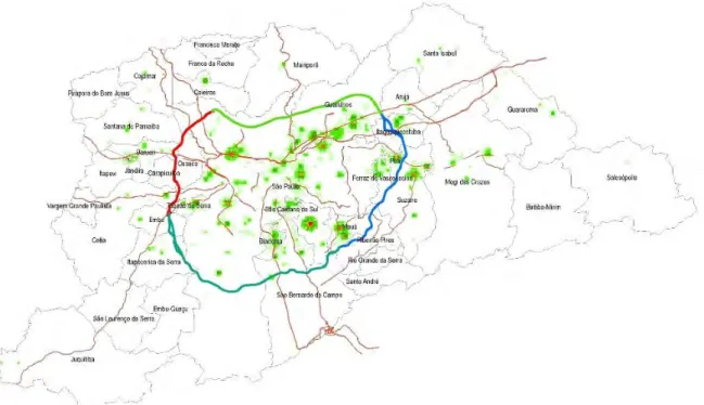 Figura 2.10 – Densidade de Empregos no Setor de Outros Produtos de Minerais não-Metálicos (2006)  Fonte: DERSA a partir dos dados da RAIS 